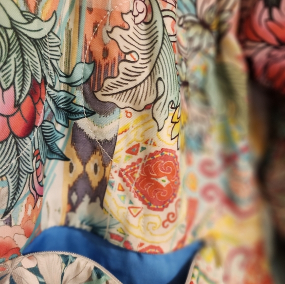 Johnny Was Multicolor Floral and Animal Print Silk Shacket - Picture 8 of 9